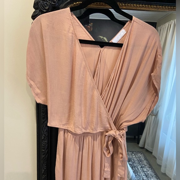Oak + Fort, dusty rose, wrap top, wide leg, jumpsuit - Picture 5 of 7